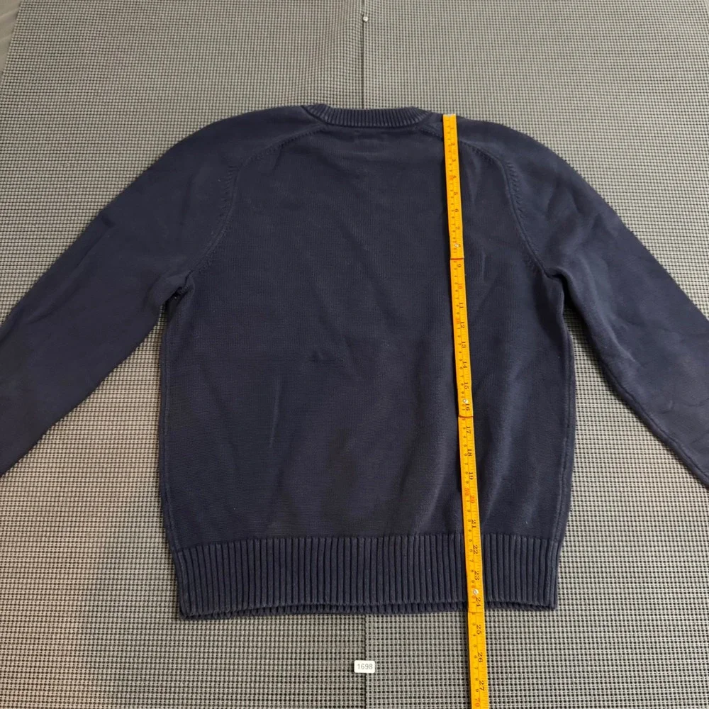 J. Crew Mens Navy Blue Knit Crewneck Sweater Size Medium Classic Ribbed Trim